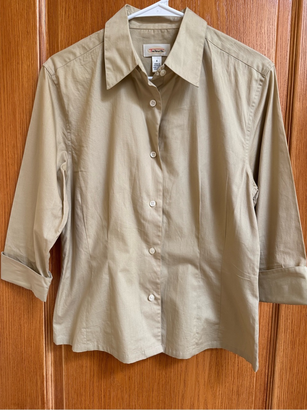 Talbots Women’s Khaki Button-Up Shirt - Size S